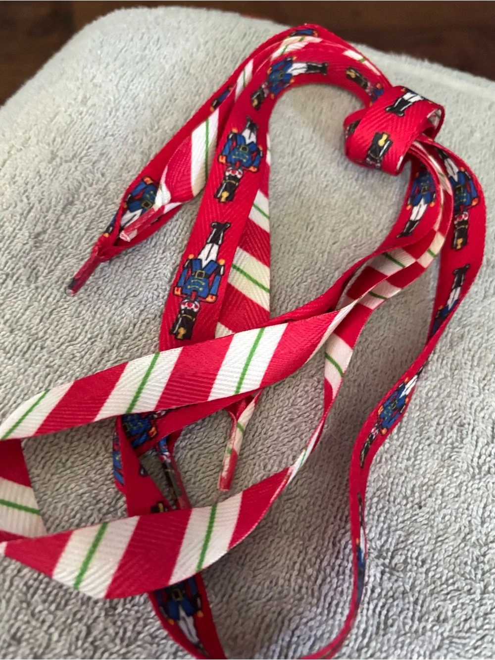 Christmas shoestring bundle with stripes and holiday cartoon characters